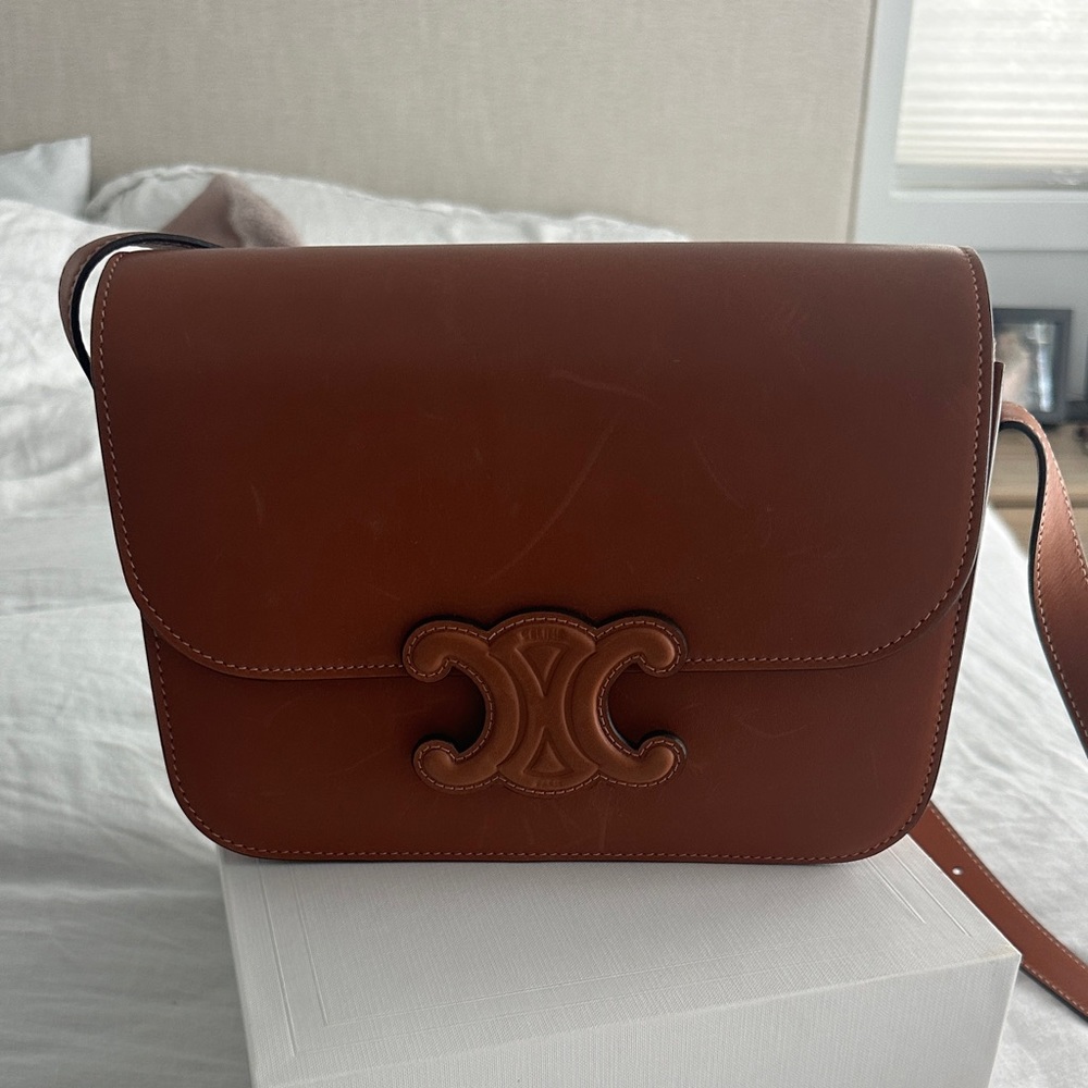 Celine Natural Calfskin Triomphe Tan handbag